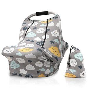 Acrabros Multifunctional Car Seat Canopy Nursing Cover Grey Sheep Clouds